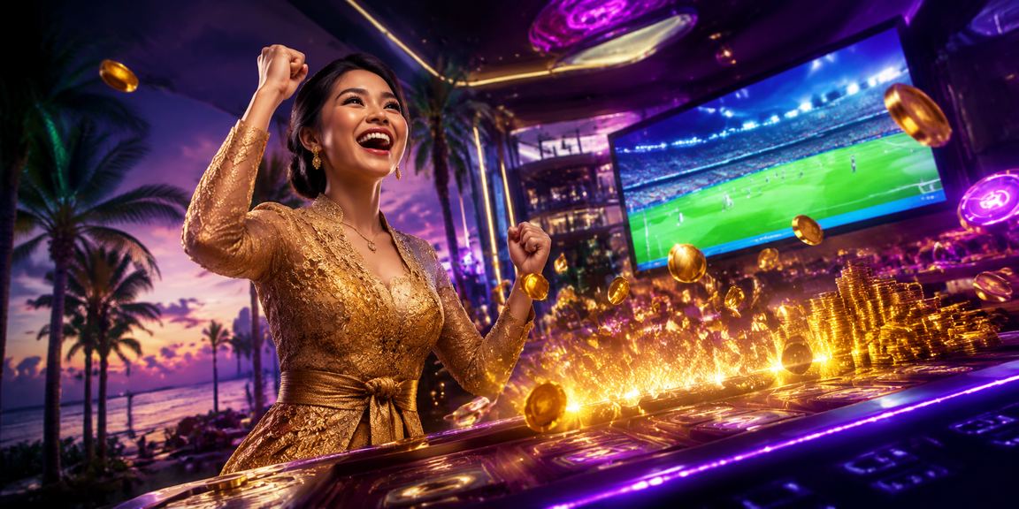 Tampilan slot game neon dengan jackpot besar di layar digital